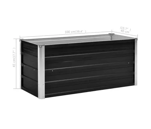 Augstā Puķu Kaste, Pelēka, 100X40X45 Cm, Cinkots Tērauds Vidaxl