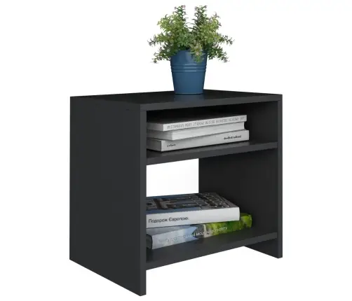 Naktinės Spintelės, 2Vnt., Juodos, 40X30X40cm Apdirbta Mediena