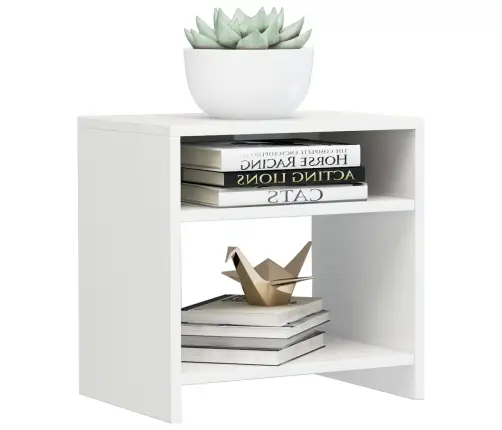 Naktinės Spintelės, 2Vnt., Baltos, 40X30X40cm Apdirbta Mediena