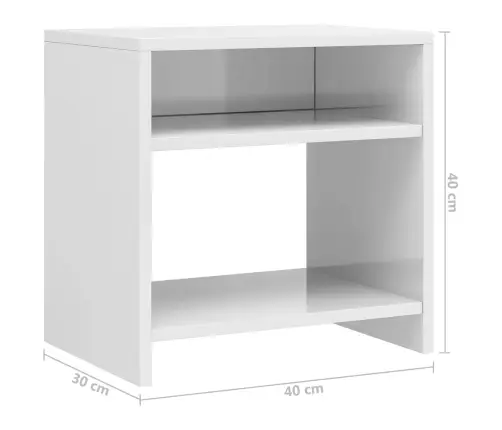 Naktinės Spintelės, 2Vnt., Baltos, 40X30X40cm Apdirbta Mediena