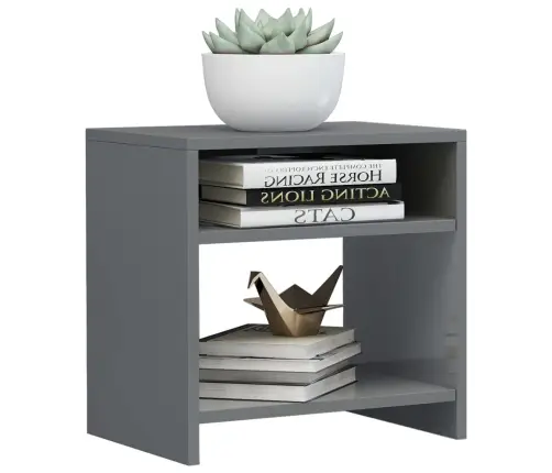 Naktsskapītis, 40X30X40 Cm, Spīdīgi Pelēks, Skaidu Plāksne  Vidaxl