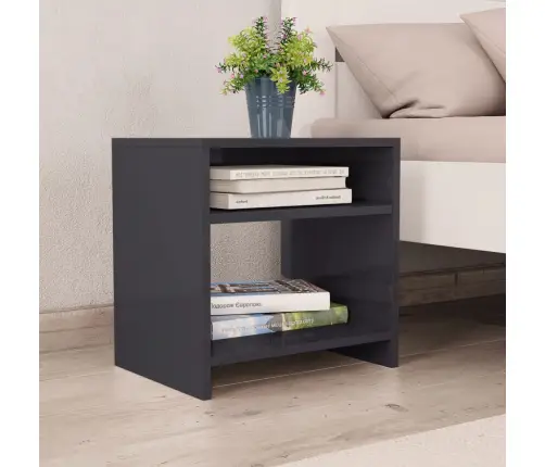 Naktsskapītis, 40X30X40 Cm, Spīdīgi Pelēks, Skaidu Plāksne  Vidaxl