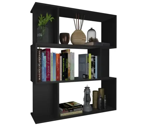 Spintelė Knygoms/Kambario Pertvara, Juoda, 80X24X96cm Mediena