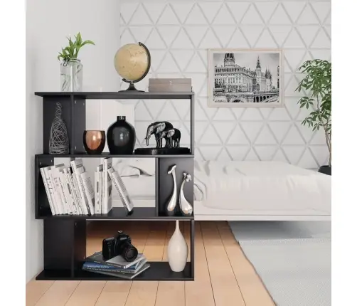 Spintelė Knygoms/Kambario Pertvara, Juoda, 80X24X96cm Mediena