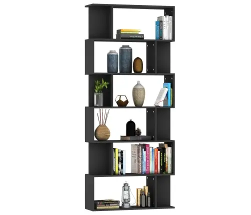 Spintelė Knygoms/Kambario Pertvara, Juoda, 80X24X192cm Mediena