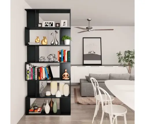 Spintelė Knygoms/Kambario Pertvara, Juoda, 80X24X192cm Mediena