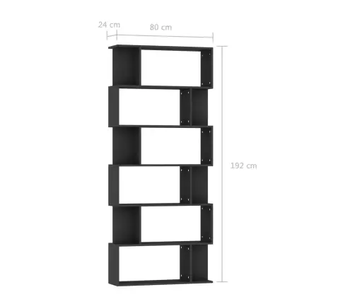 Spintelė Knygoms/Kambario Pertvara, Juoda, 80X24X192cm Mediena