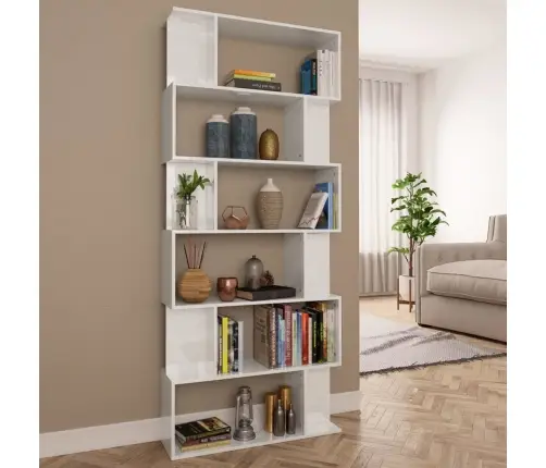 Raamaturiiul Kõrgläikega Valge 80 X 24 X 192 Cm