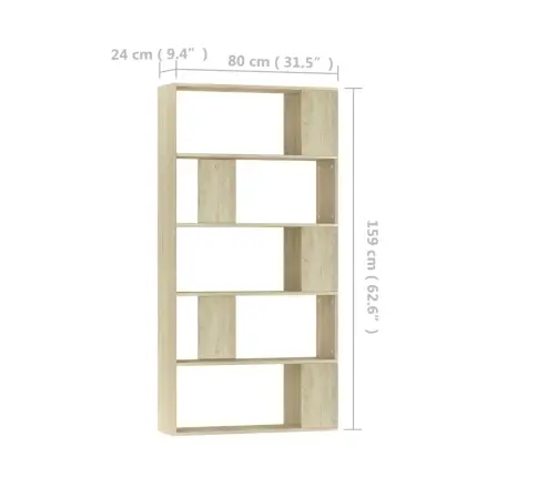 Raamatukapp, Sonoma Tamm, 80 X 24 X 159 cm Tehispuit