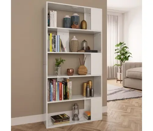 Spintelė Knygoms/Kambario Pertvara, Balta, 80X24X159cm Blizgi