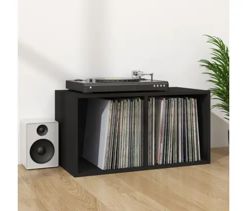 Dėžė Vinilinėms Plokštelėms, Juoda, 71X34X36cm Mediena