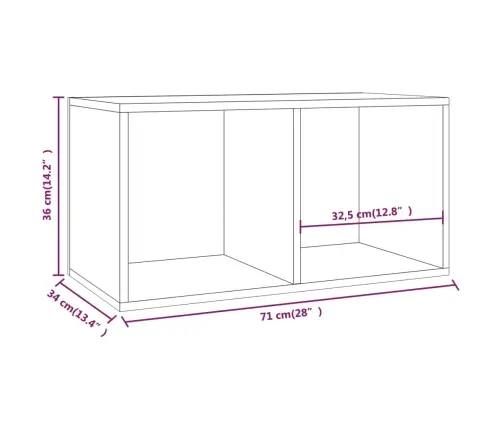 Dėžė Vinilinėms Plokštelėms, Balta, 71X34X36cm Mediena, Blizgi