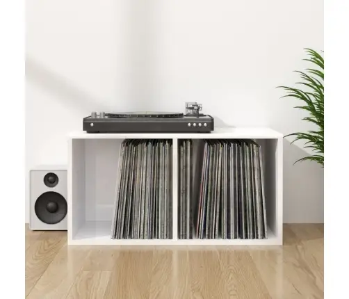 Dėžė Vinilinėms Plokštelėms, Balta, 71X34X36cm Mediena, Blizgi
