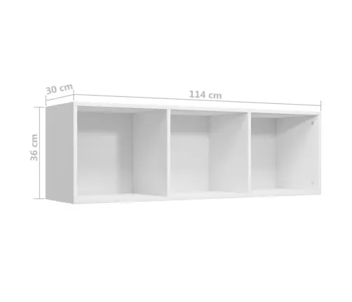 Raamaturiiul/Telerialus, Valge, 36X30X114 cm Tehispuit