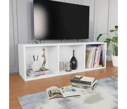 Raamaturiiul/Telerialus, Valge, 36X30X114 cm Tehispuit