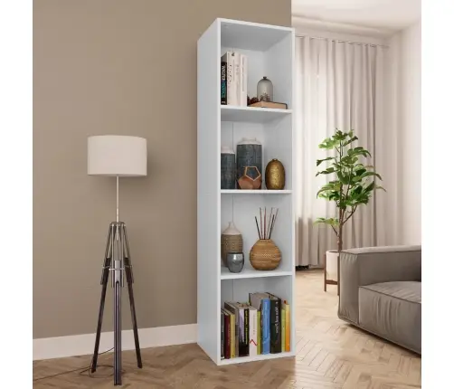 Raamaturiiul/Telerialus, Valge 36 X 30 X 143 cm Tehispuit