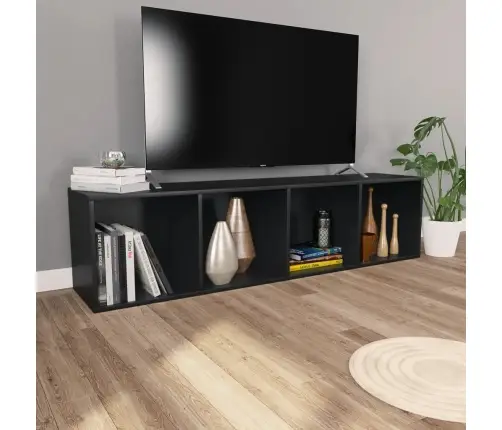 Raamaturiiul/Telerialus, Must, 36 X 30 X 143 cm Tehispuit