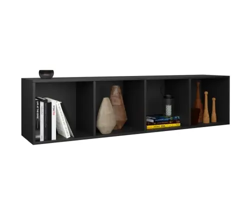 Raamaturiiul/Telerialus, Must, 36 X 30 X 143 cm Tehispuit