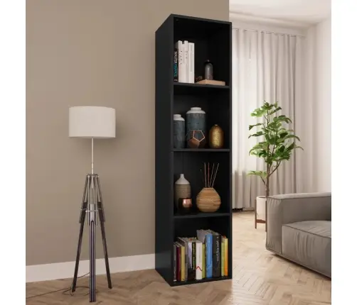 Raamaturiiul/Telerialus, Must, 36 X 30 X 143 cm Tehispuit