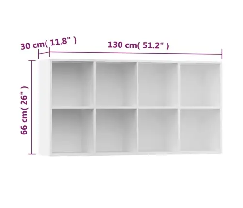 Knygų/Šoninė Spintelė, Balta, 66X30X130cm Apdirbta Mediena