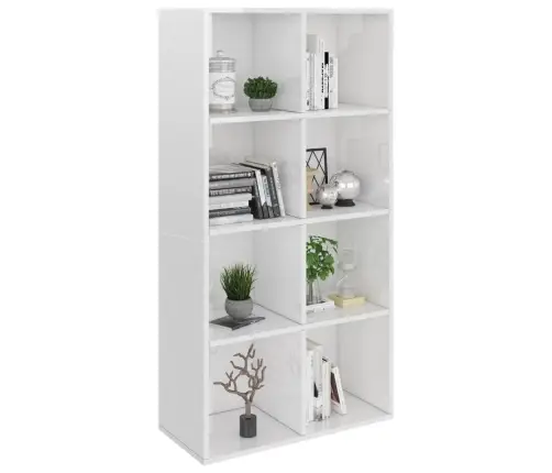 Grāmatu Plaukts, 66X30X130 Cm, Spīdīgi Balts, Inženierijas Koks Vidaxl