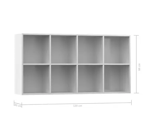 Grāmatu Plaukts, 66X30X130 Cm, Spīdīgi Balts, Inženierijas Koks Vidaxl