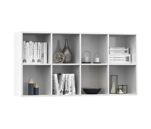 Grāmatu Plaukts, 66X30X130 Cm, Spīdīgi Balts, Inženierijas Koks Vidaxl