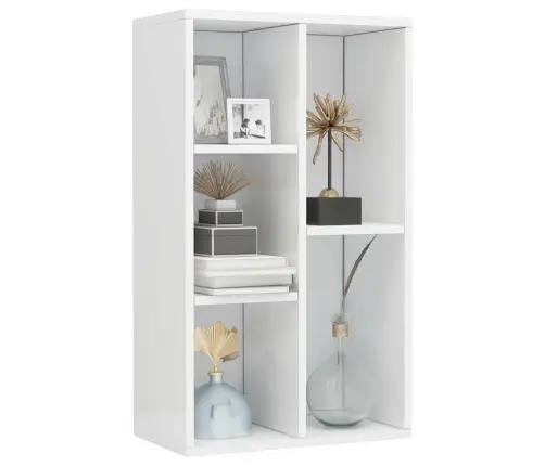 Grāmatu Plaukts, 50X25X80 Cm, Spīdīgi Balts, Inženierijas Koks Vidaxl