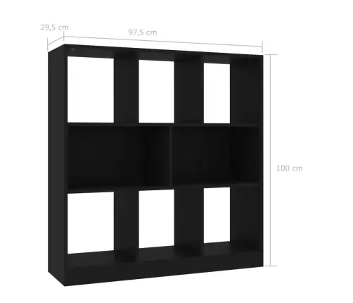 Raamaturiiul Must 97,5 X 29,5 X 100 cm Tehispuit
