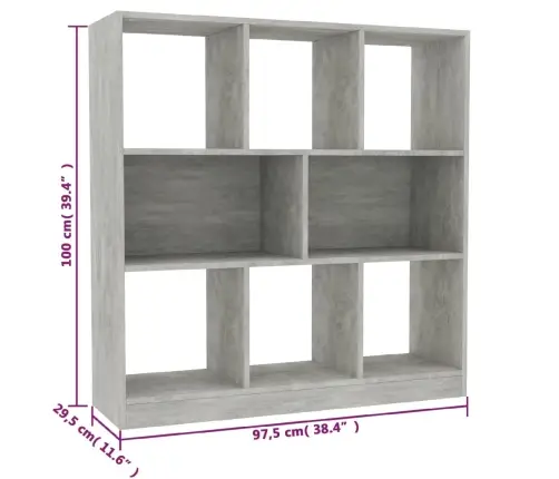 Grāmatu Plaukts, 97,5X29,5X100 Cm, Pelēks, Inženierijas Koks Vidaxl