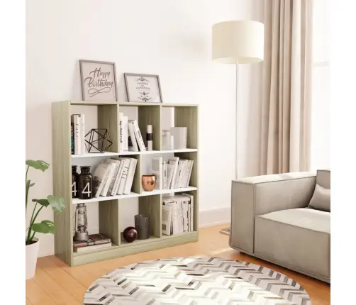 Raamaturiiul Valge, Sonoma Tamm 97,5X29,5X100 Cm Tehispuit