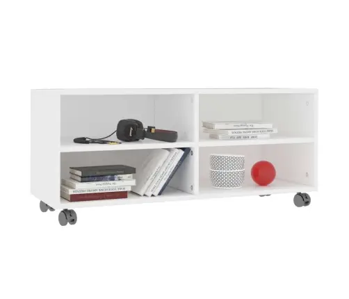 Tv Skapītis Uz Ritentiņiem, 90X35X35Cm, Inženierijas Koks Balts Vidaxl