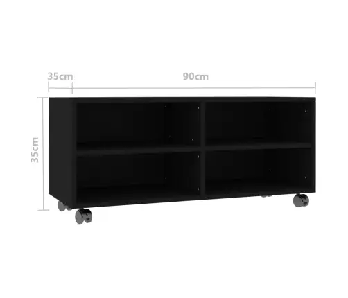 Tv Skapītis Uz Ritentiņiem, 90X35X35Cm Inženierijas Koks, Melns Vidaxl Tv Skapītis Uz Ritentiņiem, 90X35X35Cm Inženierijas Koks, Melns Vidaxl