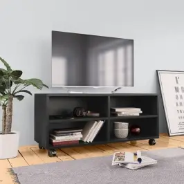 Tv Skapītis Uz Ritentiņiem, 90X35X35Cm Inženierijas Koks, Melns Vidaxl