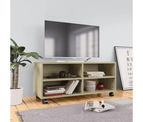 Tv Skapītis Uz Ritentiņiem, 90X35X35 Cm, Inženierijas Koks Vidaxl