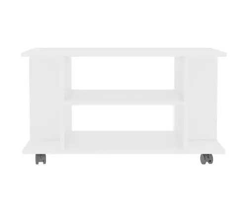 Tv Skapītis Ar Ritenīšiem, Balts, 80X40X45Cm, Inženierijas Koks Vidaxl