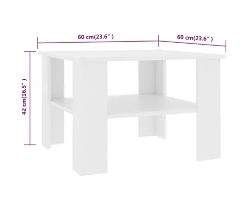 Kafijas Galdiņš, 60X60X42 Cm, Balts, Inženierijas Koks Vidaxl