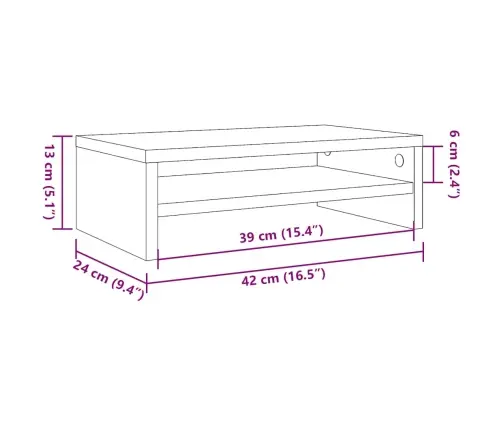 Monitoriaus Stovas, Betono, 42X24X13cm Apdirbta Mediena