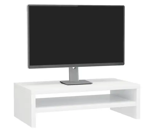 Monitora Paliktnis, 42X24X13Cm, Inženierijas Koks Spīdīgi Balts Vidaxl