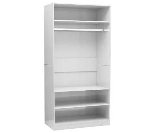 Garderoob Kõrgläikega Valge 100 X 50 X 200 Cm Tehispuit