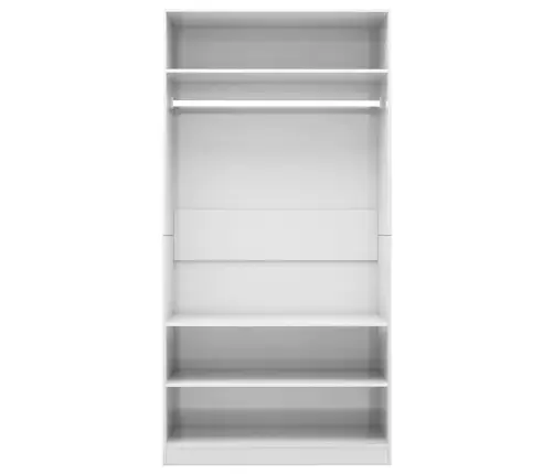 Garderoob Kõrgläikega Valge 100 X 50 X 200 Cm Tehispuit