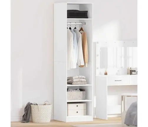 Drabužių Spinta, Baltos Spalvos, 50X50X200cm Apdirbta Mediena