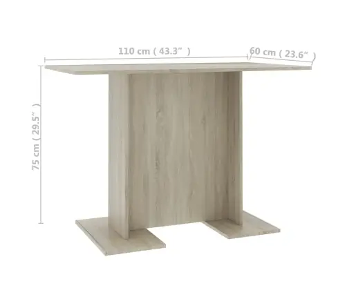 Valgomojo Stalas, Sonoma Ąžuolo, 110X60X75cm Apdirbta Mediena