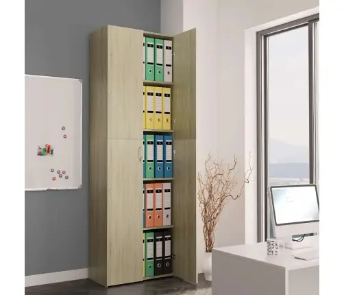 Biroja Skapis, Balts, Ozola Krāsa 60X32X190Cm Inženierijas Koks Vidaxl
