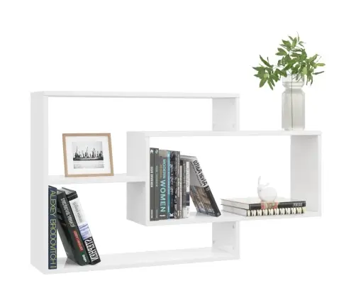 Sienas Plaukti, 104X20X58,5Cm, Spīdīgi Balti, Inženierijas Koks Vidaxl