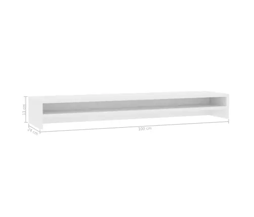 Monitora Paliktnis, 100X24X13 Cm, Inženierijas Koks, Balts Vidaxl