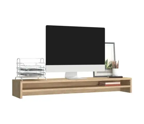 Monitora Paliktnis, 100X24X13Cm, Ozola Krāsā, Inženierijas Koks Vidaxl