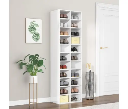 Spintelė Batams, Baltos Spalvos, 54X34X183cm Mdp, Labai Blizgi