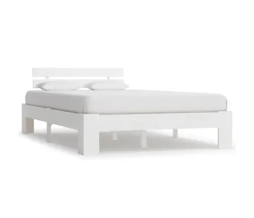Gultas Rāmis Ar Galvgali, Balts, 140X200 Cm, Priedes Masīvkoks Vidaxl