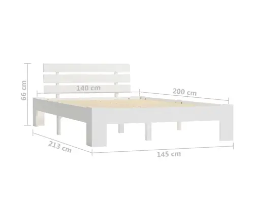 Gultas Rāmis Ar Galvgali, Balts, 140X200 Cm, Priedes Masīvkoks Vidaxl